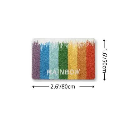 Rainbow Stripe Bathroom Flocked Rug