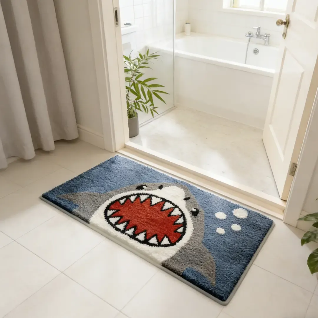 Ocean Predator Shark Flocked Rug