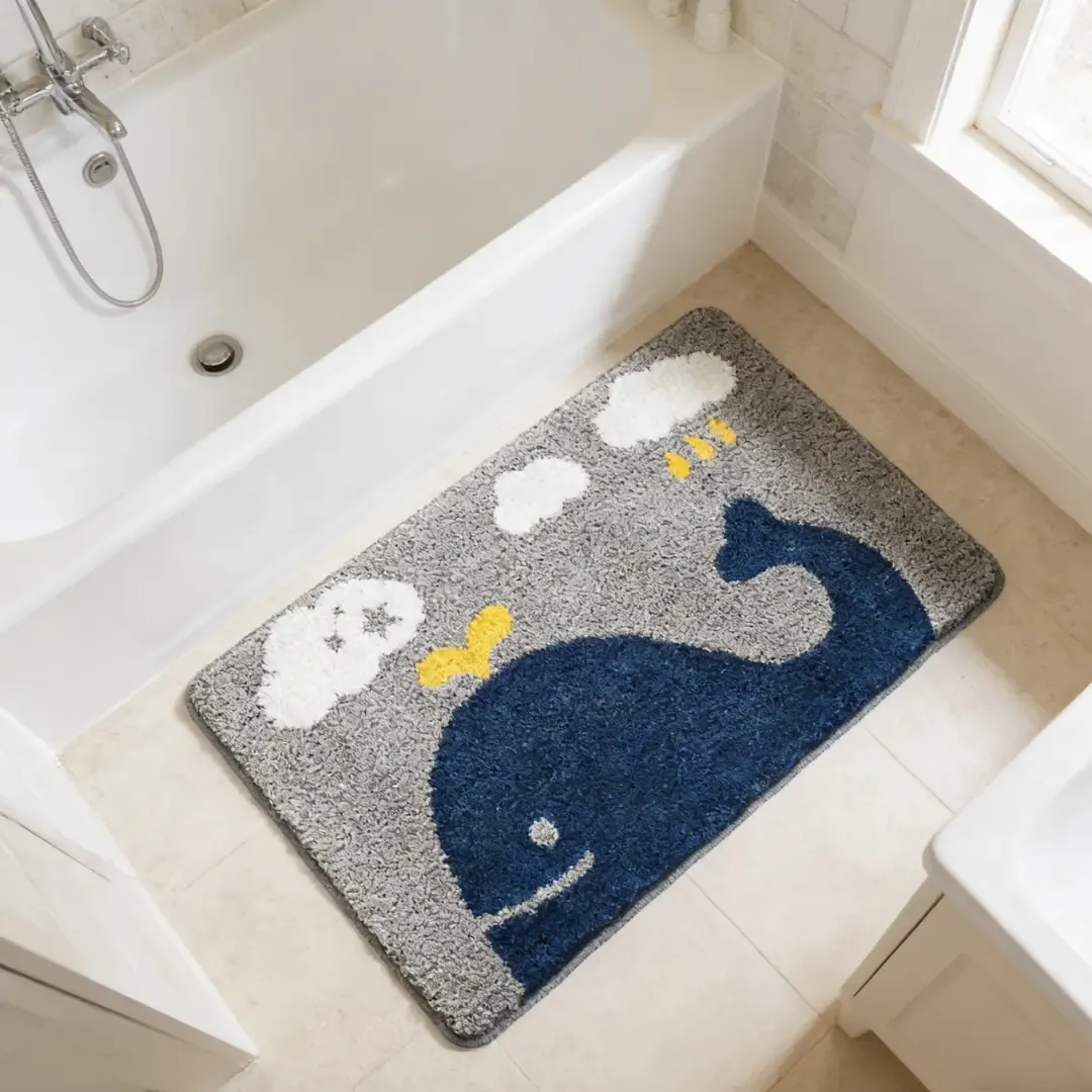 Nautical Whale Flocked Rug