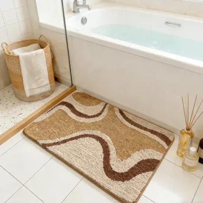 Earth Tone Swirl Flocked Rug