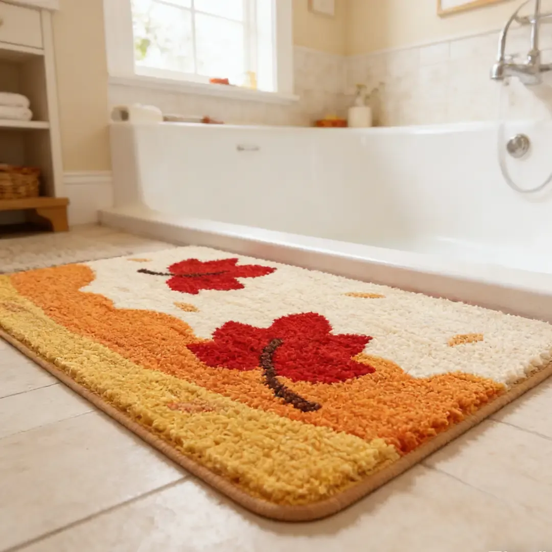 Autumn Maple Leaf Flocked Rug