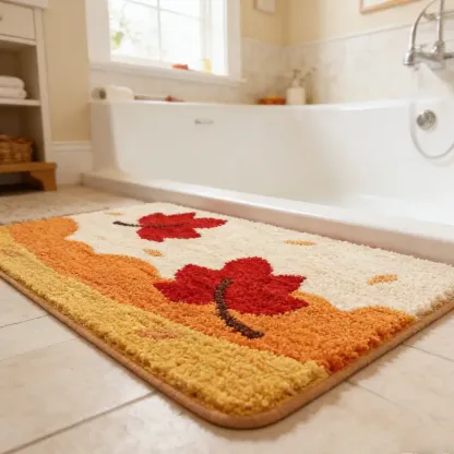 Autumn Maple Leaf Flocked Rug
