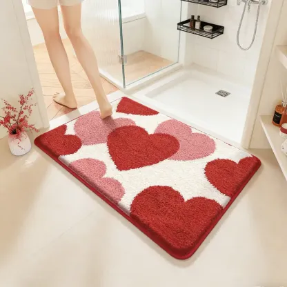 Valentine Heart Bath Flocked Rug