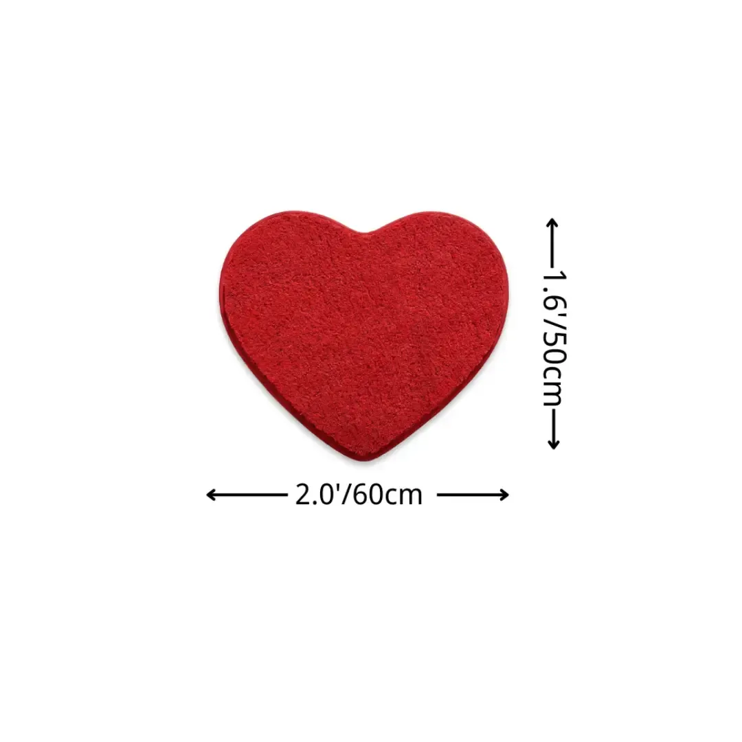 Romantic Red Heart Flocked Rug
