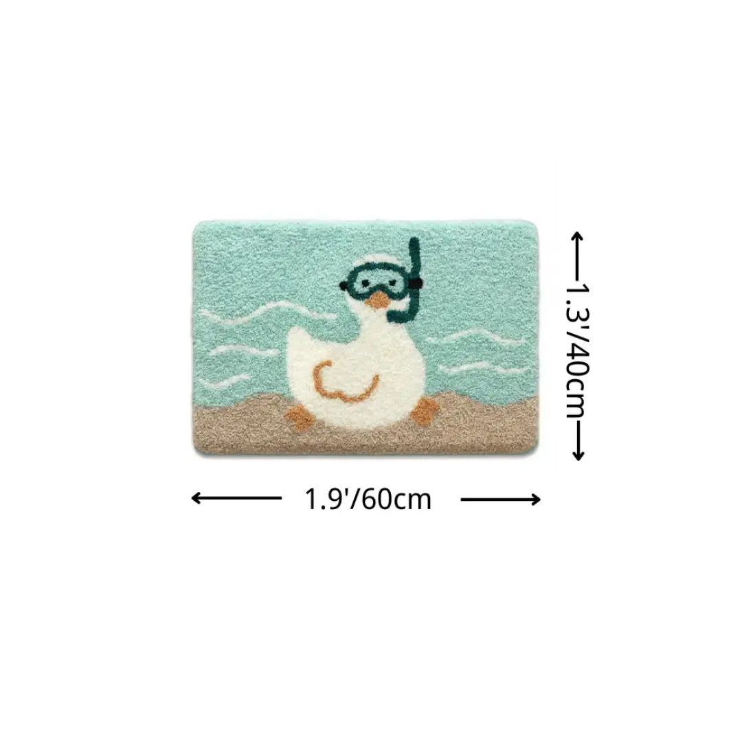 Sea-Exploring Duckling Flocked Rug