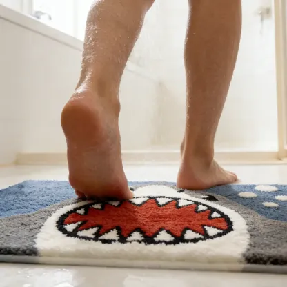 Ocean Predator Shark Flocked Rug