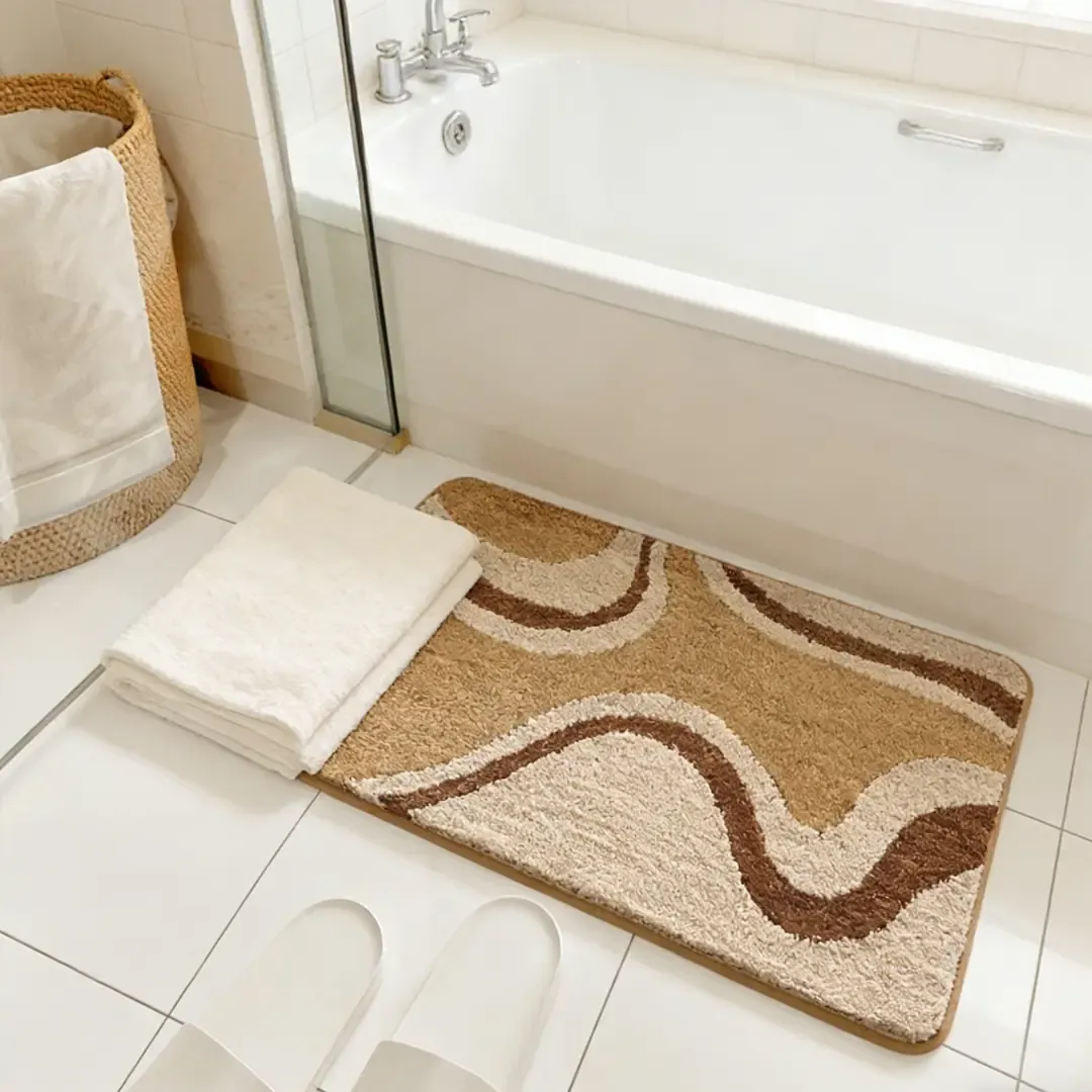 Earth Tone Swirl Flocked Rug