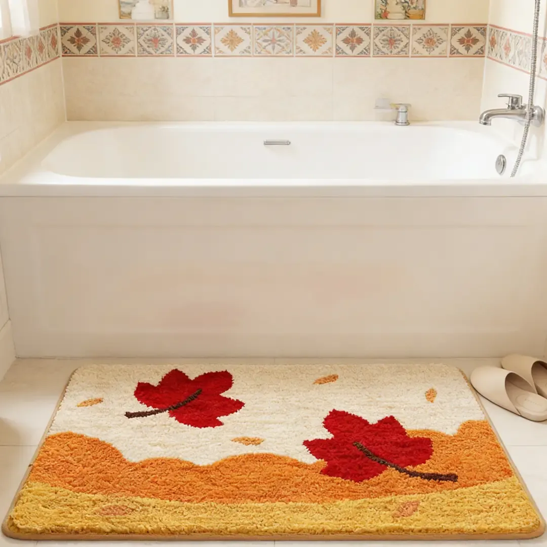 Autumn Maple Leaf Flocked Rug