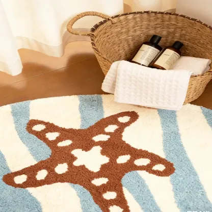 Coastal Starfish Flocked Rug