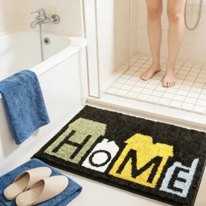 Warm Home Typography Flocked Rug