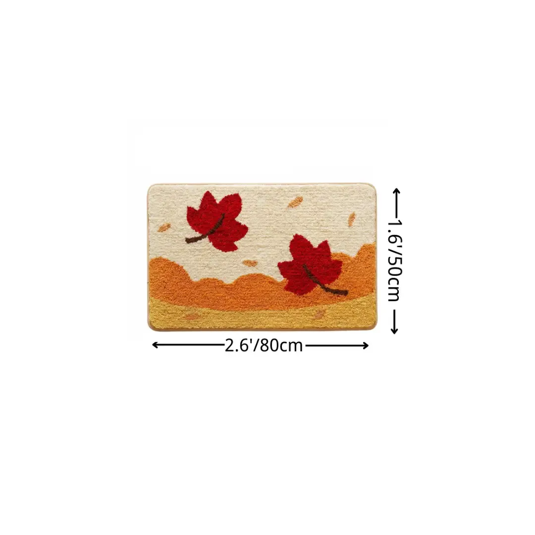Autumn Maple Leaf Flocked Rug