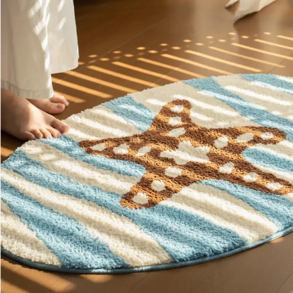 Coastal Starfish Flocked Rug