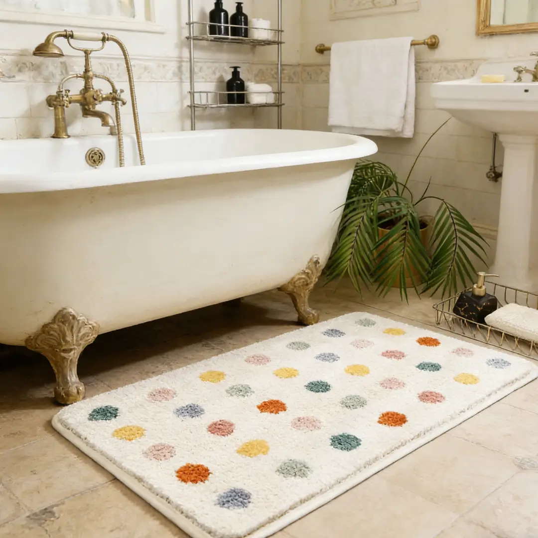 Colorful Polka Dot Flocked Rug