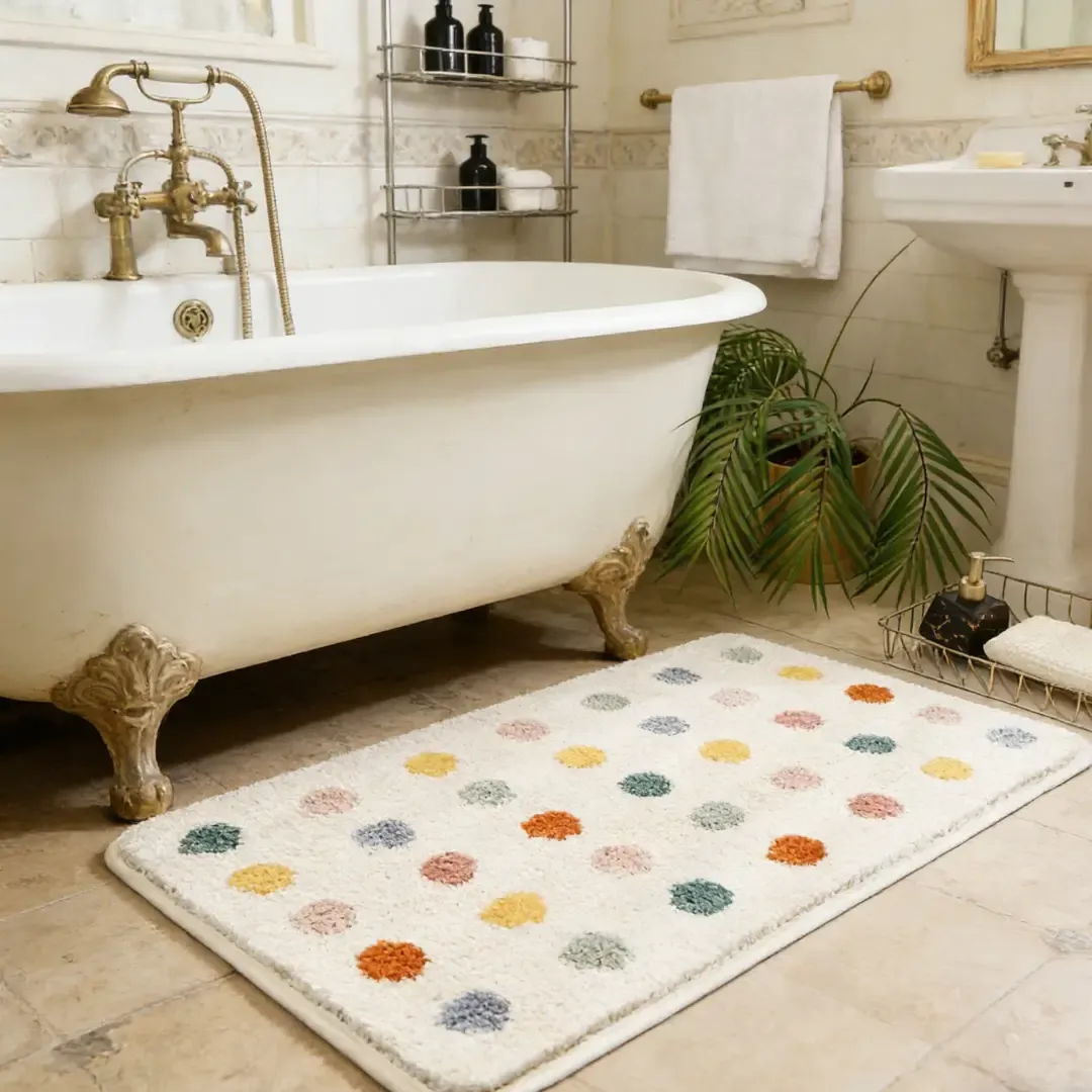 Colorful Polka Dot Flocked Rug