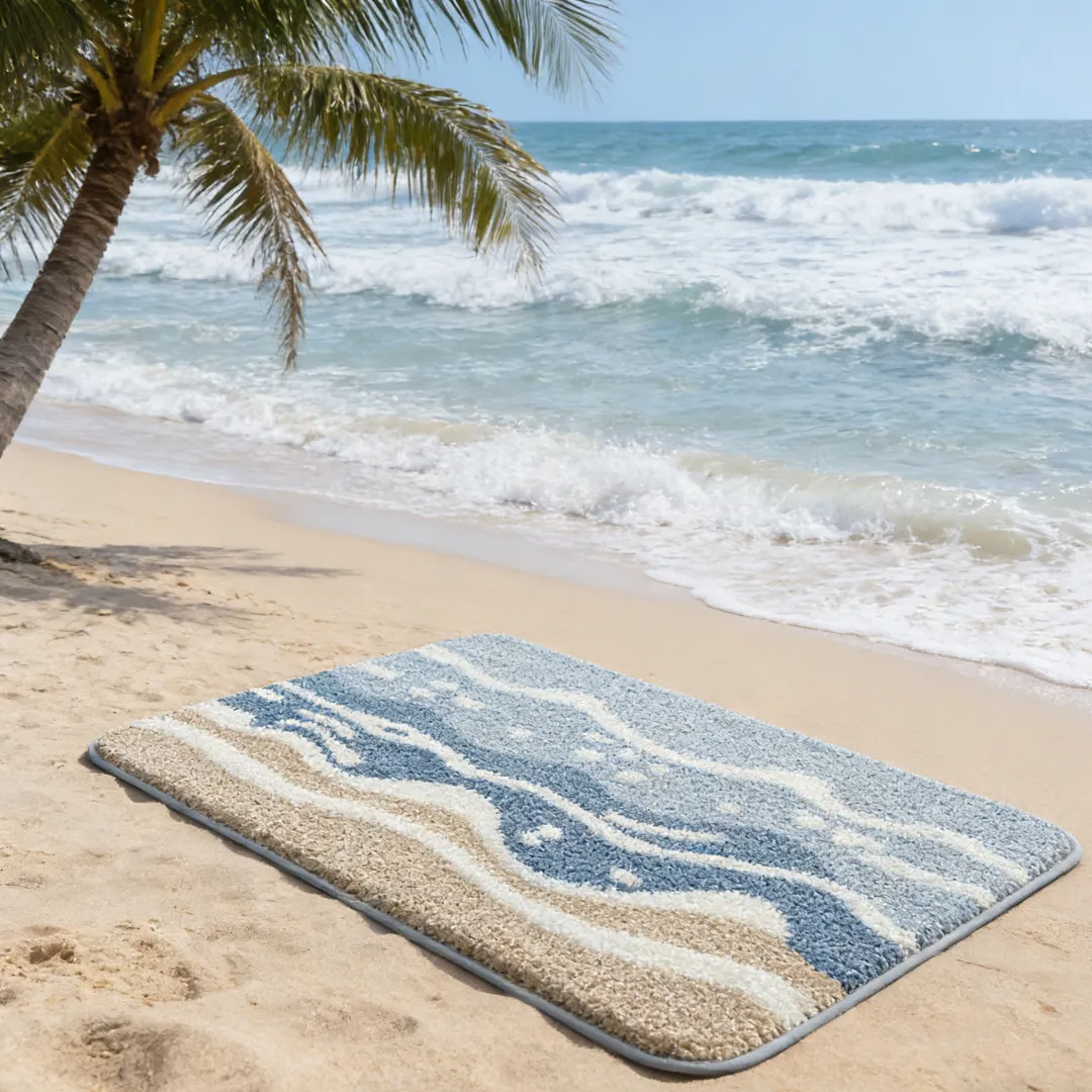 Wavy Ocean Flocked Rug