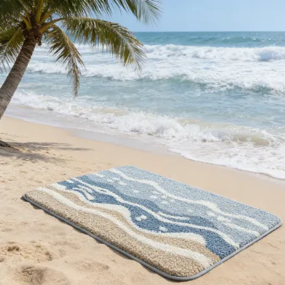 Wavy Ocean Flocked Rug