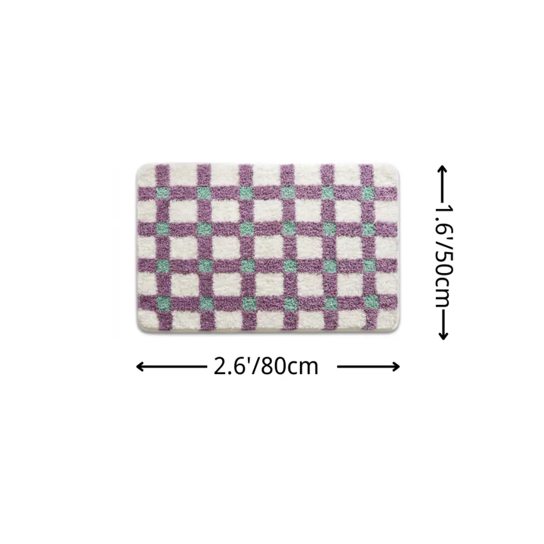 Violet Grid Home Flocked Rug
