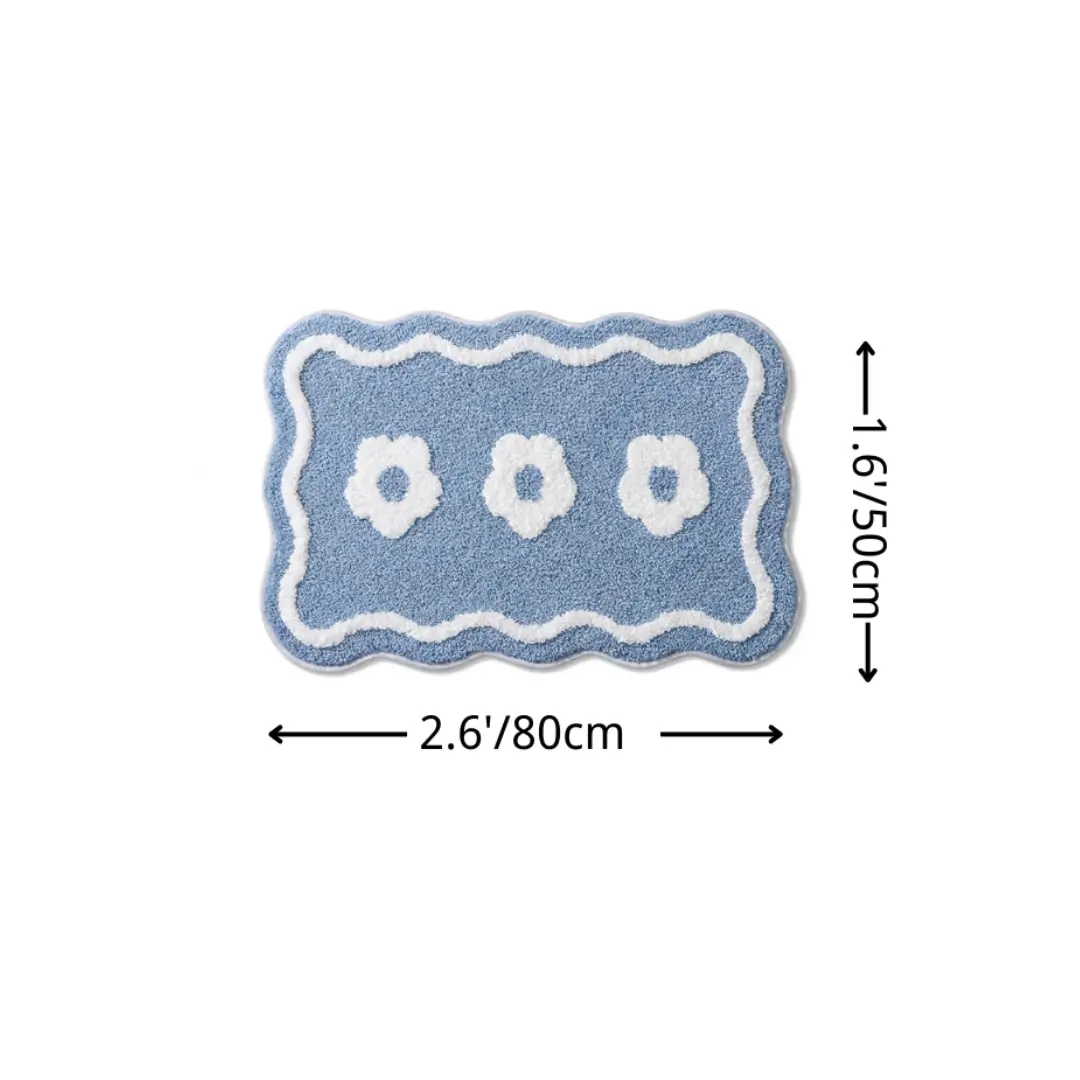 Pink Floral Bathroom Flocked Rug