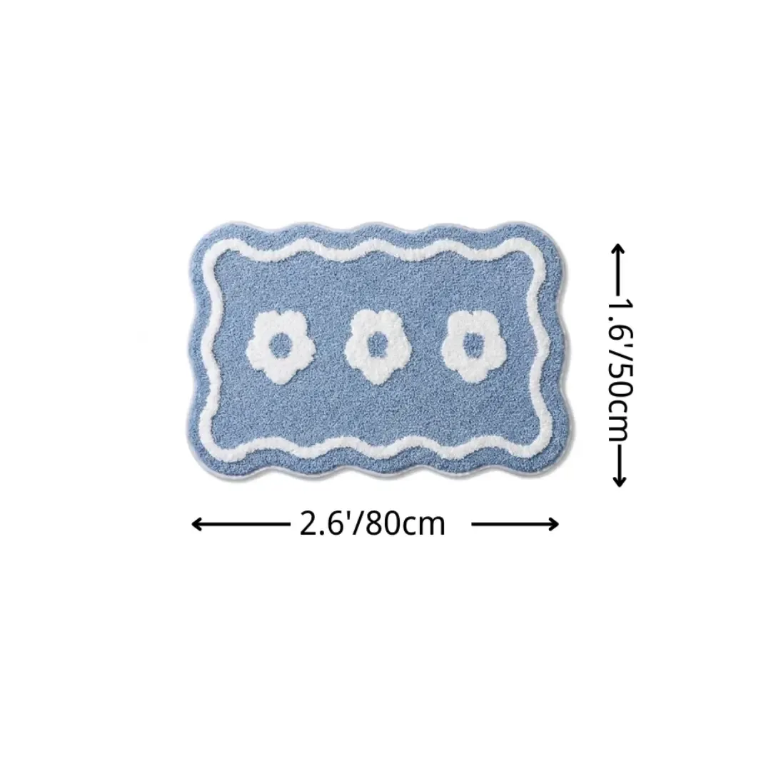 Pink Floral Bathroom Flocked Rug