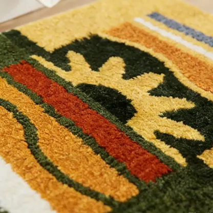 Tropical Sunburst Flocked Rug