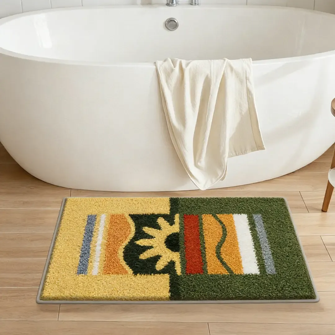 Tropical Sunburst Flocked Rug