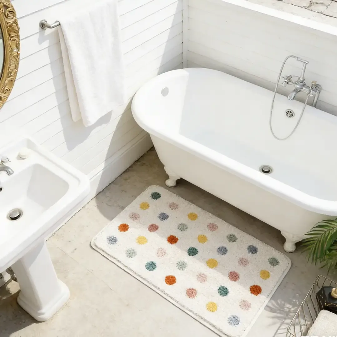 Colorful Polka Dot Flocked Rug