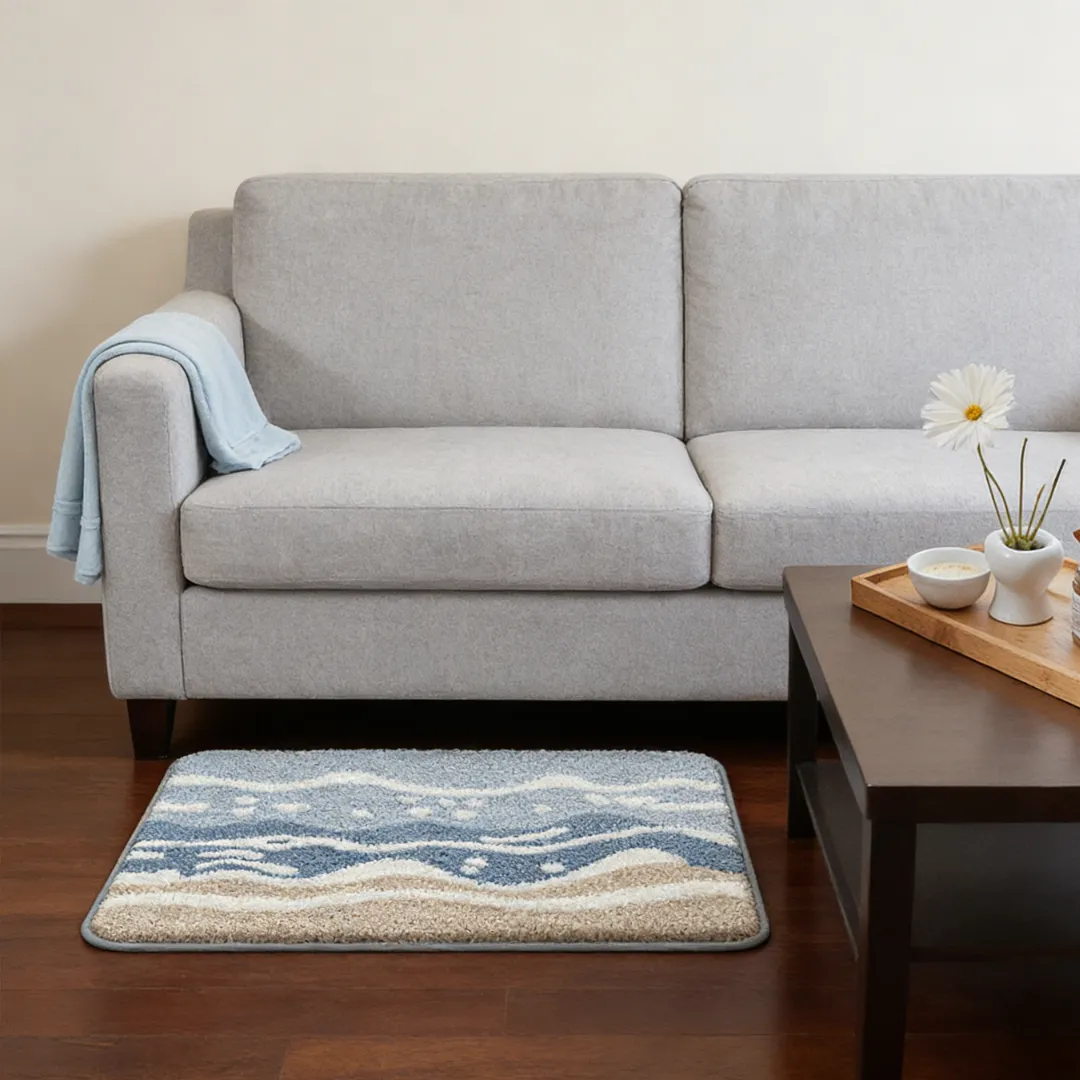 Wavy Ocean Flocked Rug