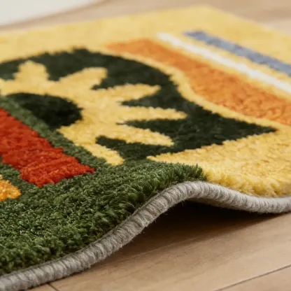 Tropical Sunburst Flocked Rug