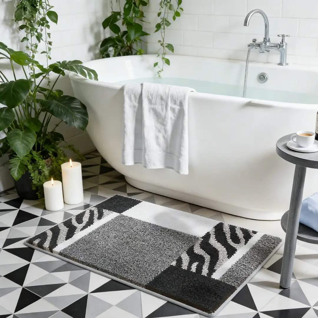 Zebra Stripe Block Flocked Rug