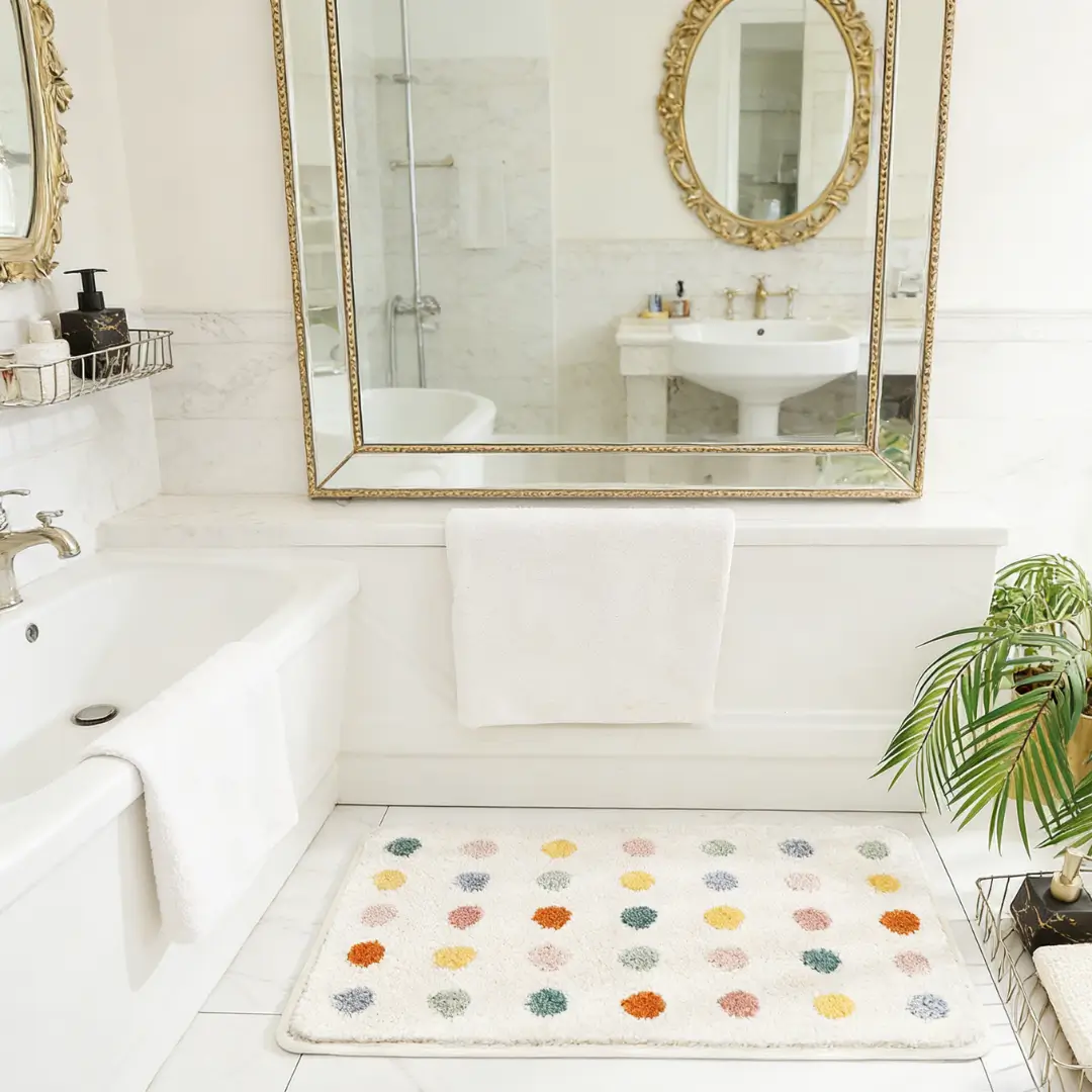 Colorful Polka Dot Flocked Rug