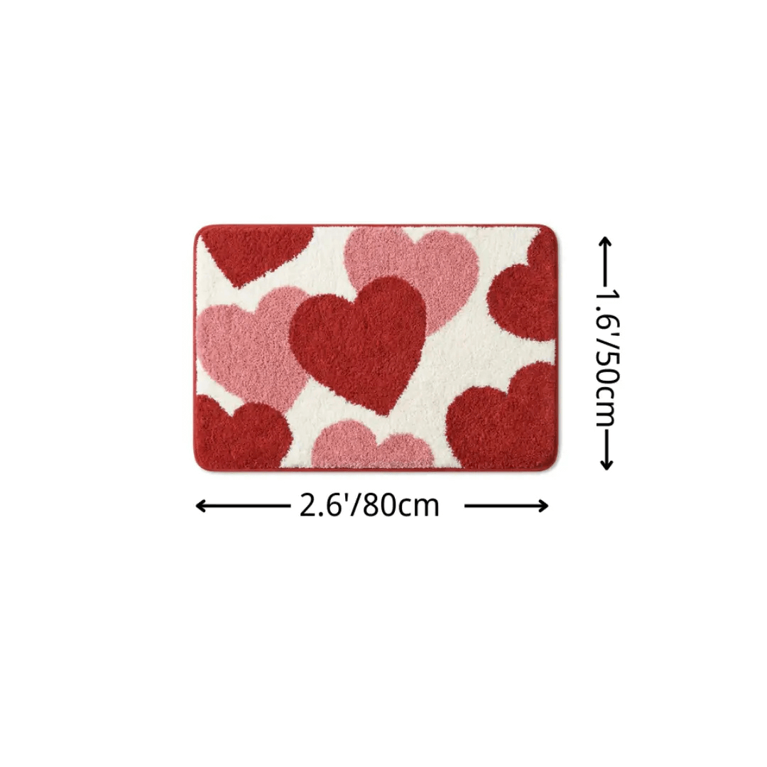 Valentine Heart Bath Flocked Rug