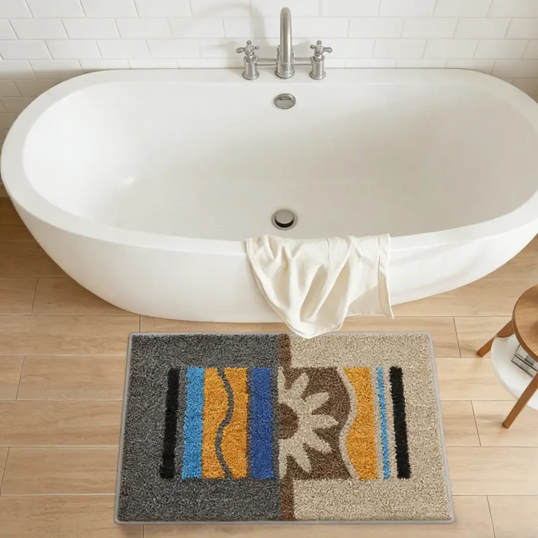 Tropical Sunburst Flocked Rug