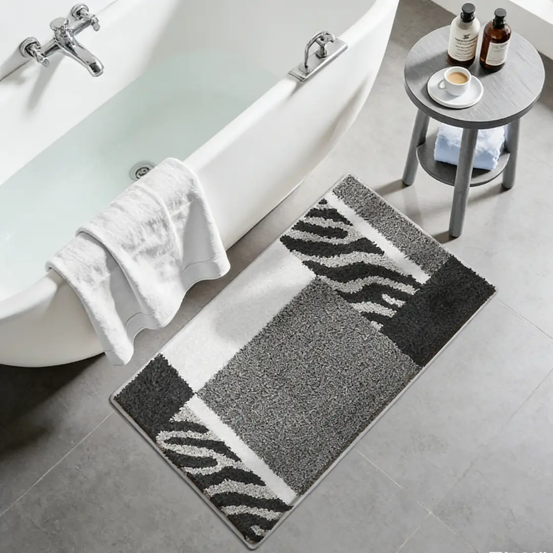 Zebra Stripe Block Flocked Rug