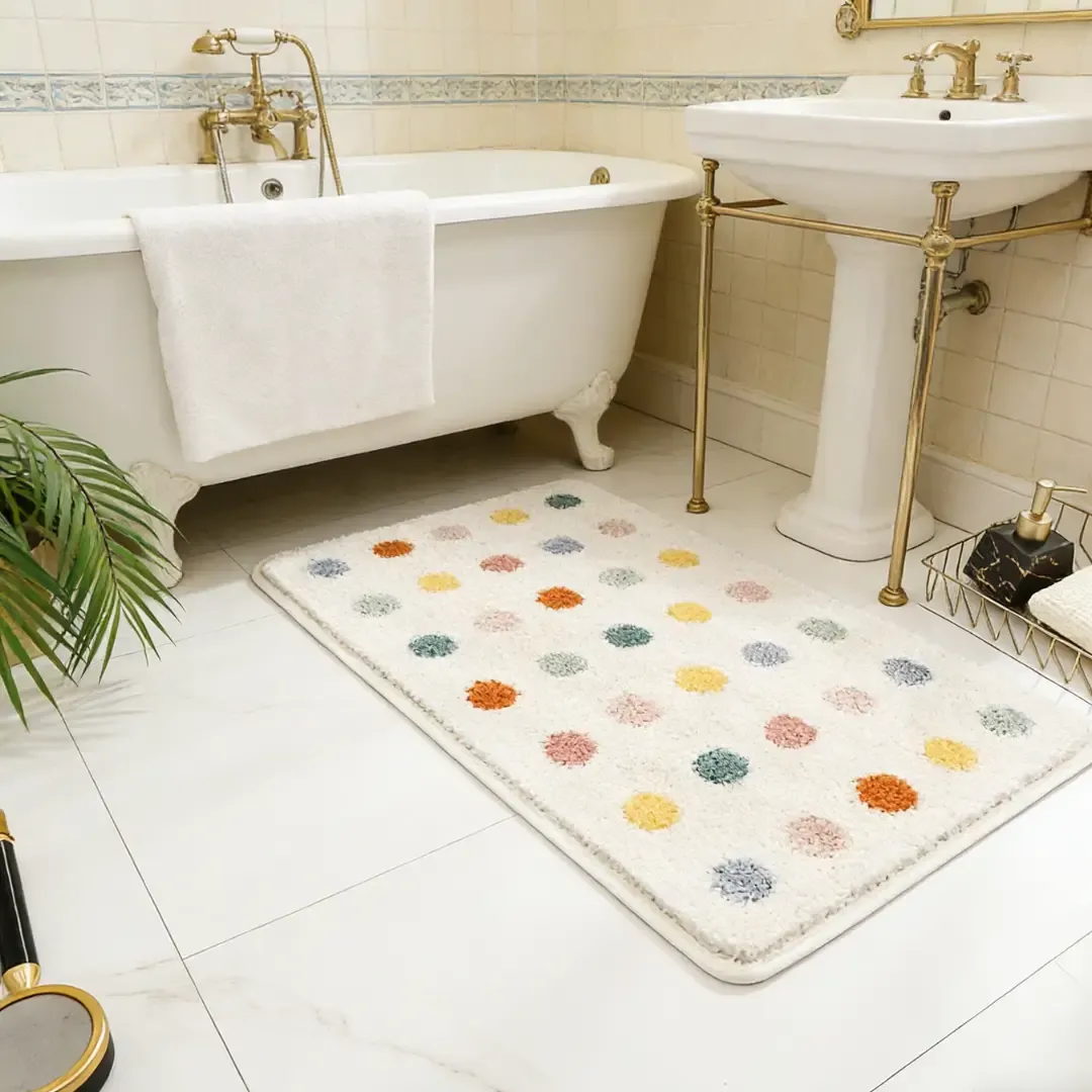 Colorful Polka Dot Flocked Rug