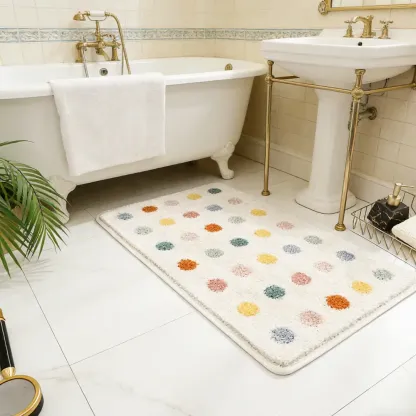 Colorful Polka Dot Flocked Rug