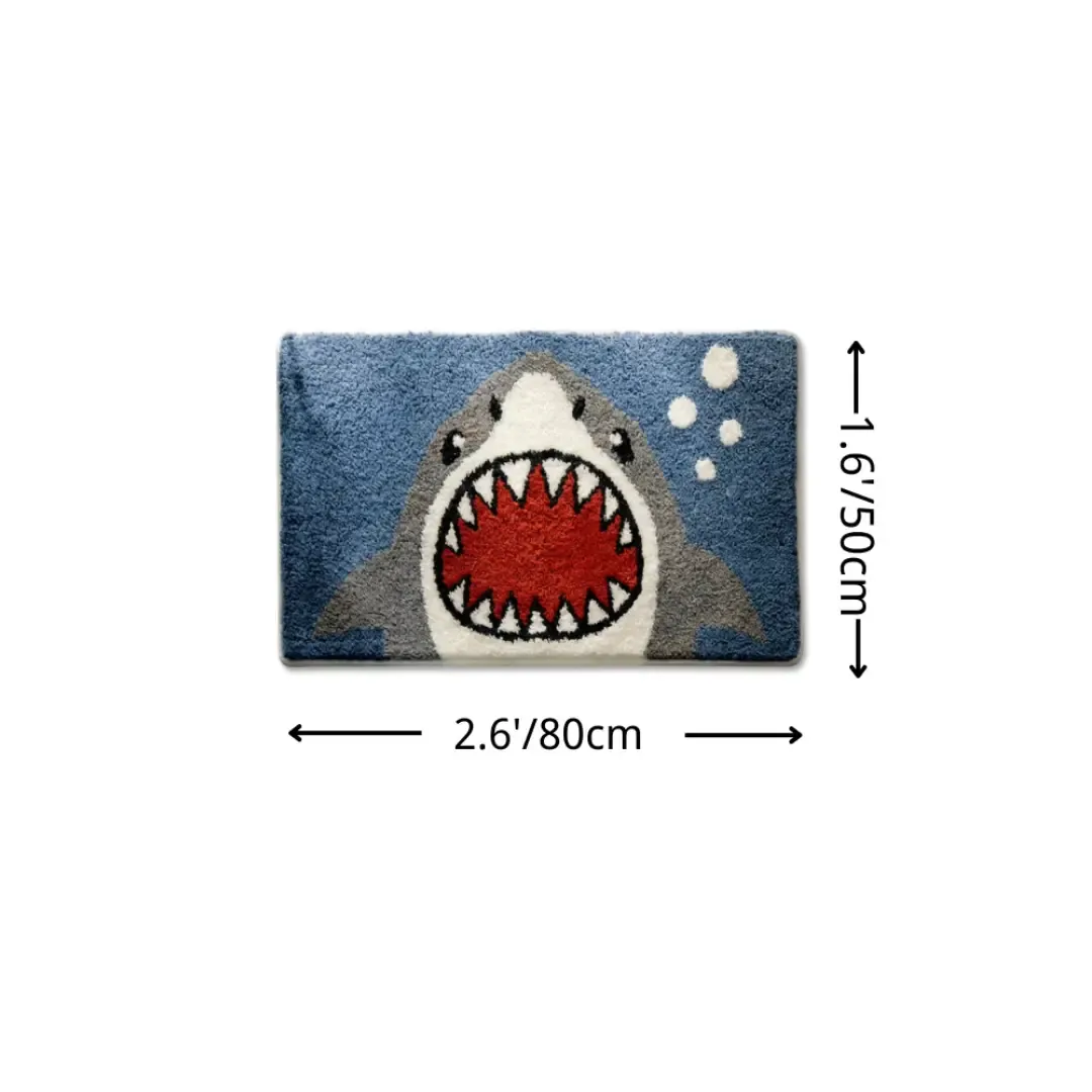 Ocean Predator Shark Flocked Rug