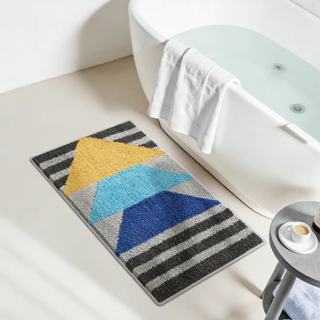 Geometric Color Pop Flocked Rug