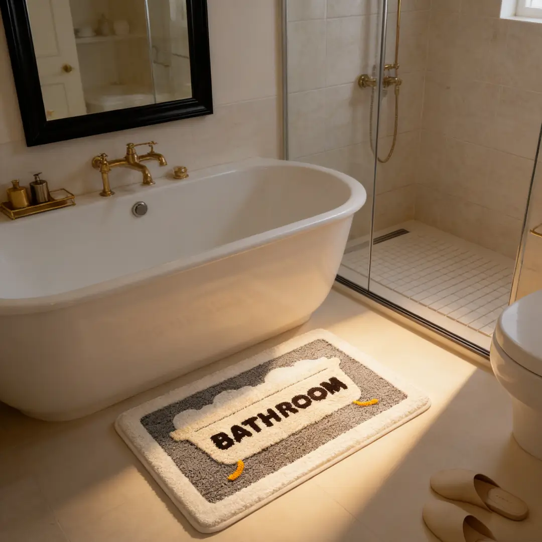 Bathroom Bubble Flocked Rug