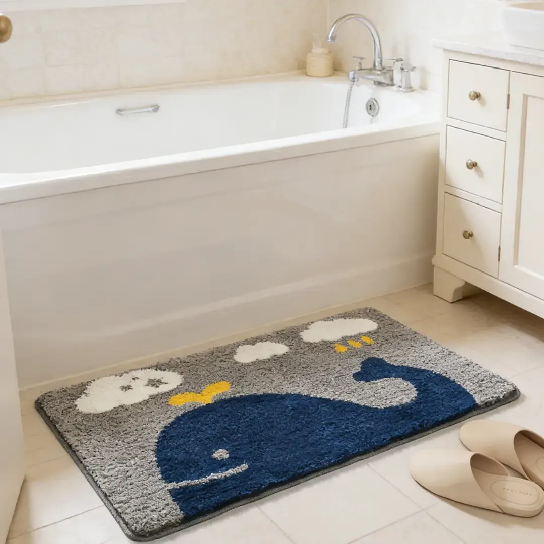 Nautical Whale Flocked Rug