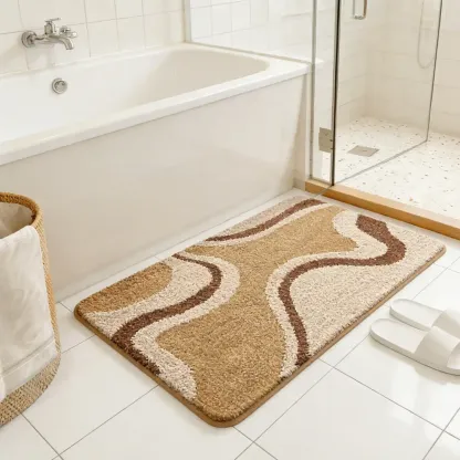 Earth Tone Swirl Flocked Rug