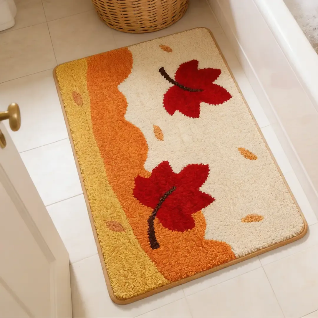 Autumn Maple Leaf Flocked Rug