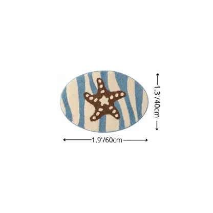 Coastal Starfish Flocked Rug