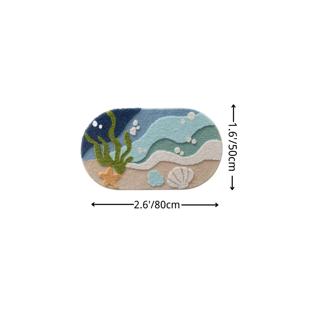 Coastal Seascape Flocked Rug