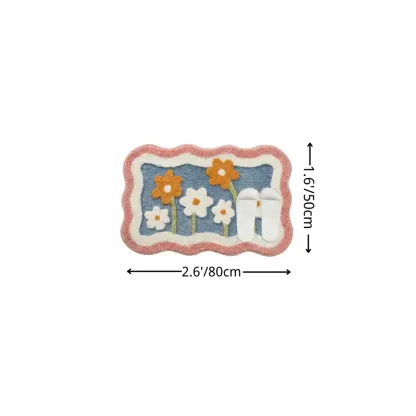 Pastel Petal Border Flocked Rug