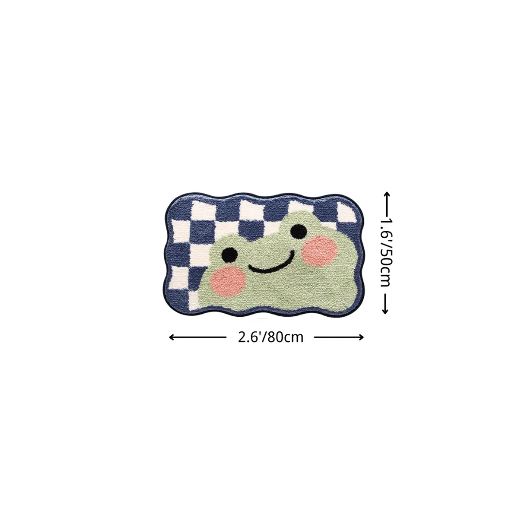 Smiley Frog Flocked Rug