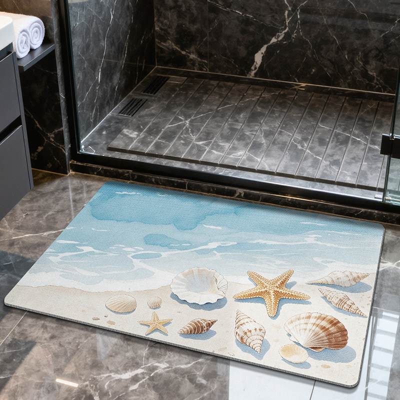 Coastal Starfish Shell Diatomaceous Earth Bath Mat