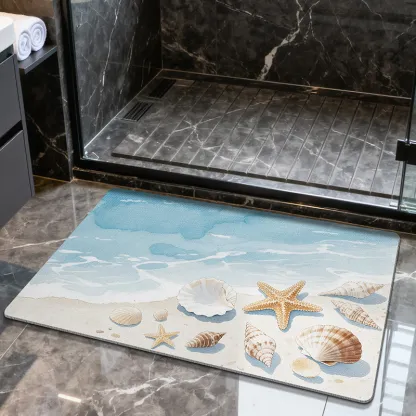 Coastal Starfish Shell Diatomaceous Earth Bath Mat