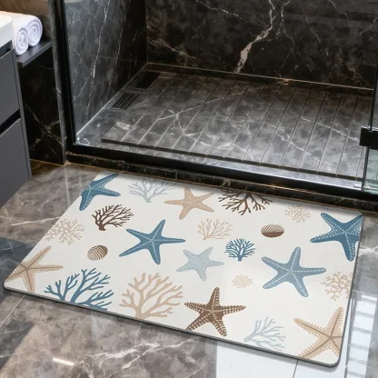 Coastal Coral Starfish Diatomaceous Earth Bath Mat