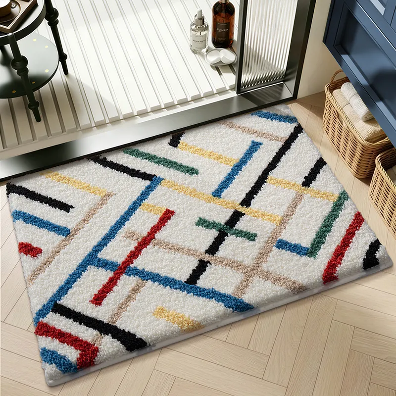 Colorful Line Melody Flocked Rug