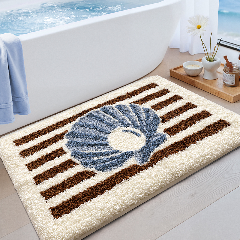 Coastal Shell Stripe Flocked Rug